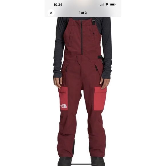 The North Face NF0A5ABY92L Men's Sz Large Red Dragline Waterproof Ski Bib $325 - Picture 7 of 8